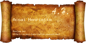 Acsai Henrietta névjegykártya